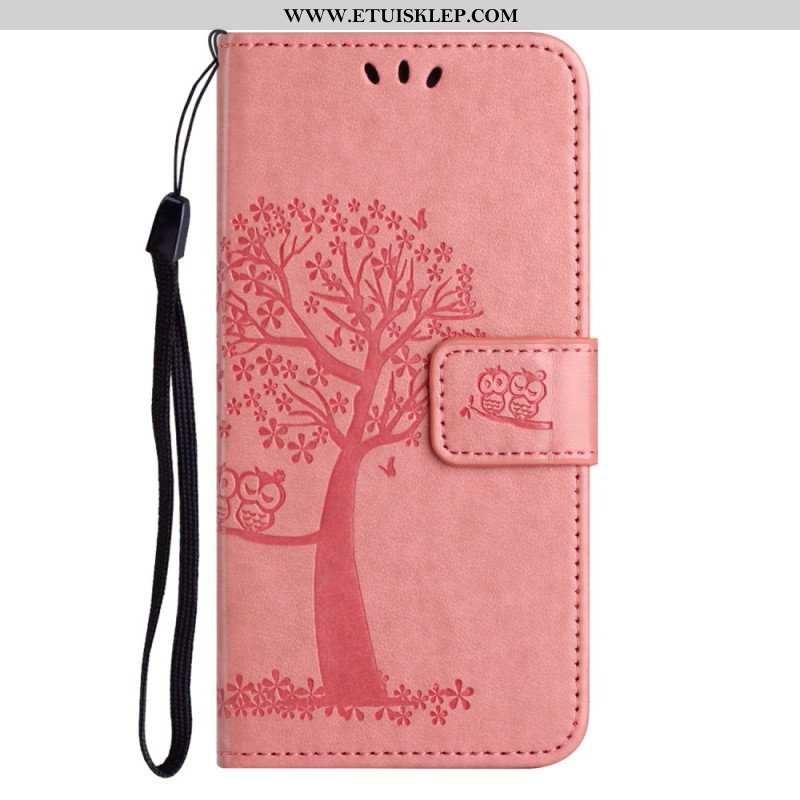 Etui Folio do Xiaomi Redmi Note 12 4G z Łańcuch Drzewo I Pasiasty Kot